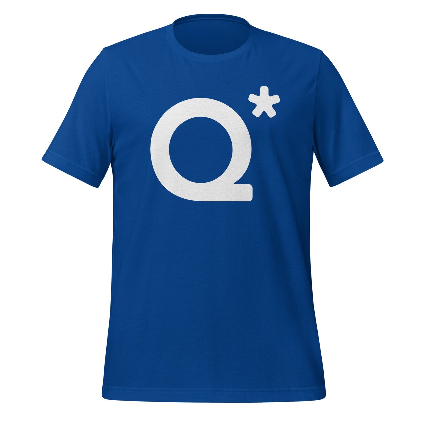 Product mockup photo of the Q* (Q Star) T Shirt 1 (unisex) True Royal / M.