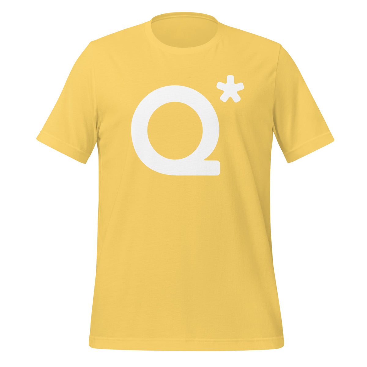 Product mockup photo of the Q* (Q Star) T Shirt 1 (unisex) Yellow / M.