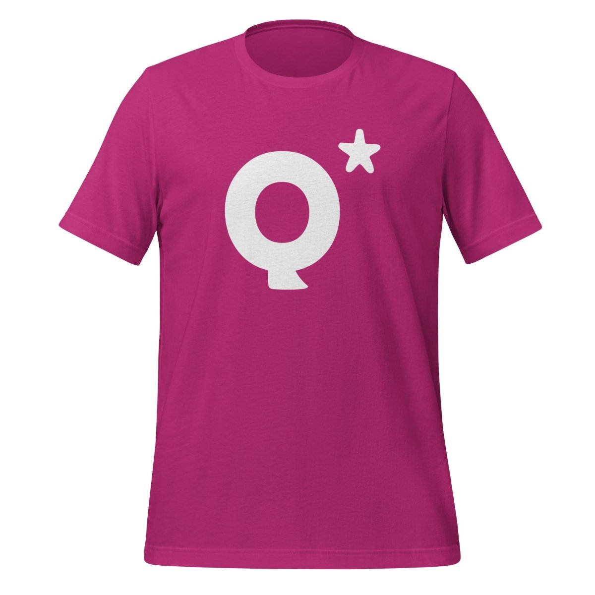 Product mockup photo of the Q* (Q Star) T Shirt 2 (unisex) Berry / M.