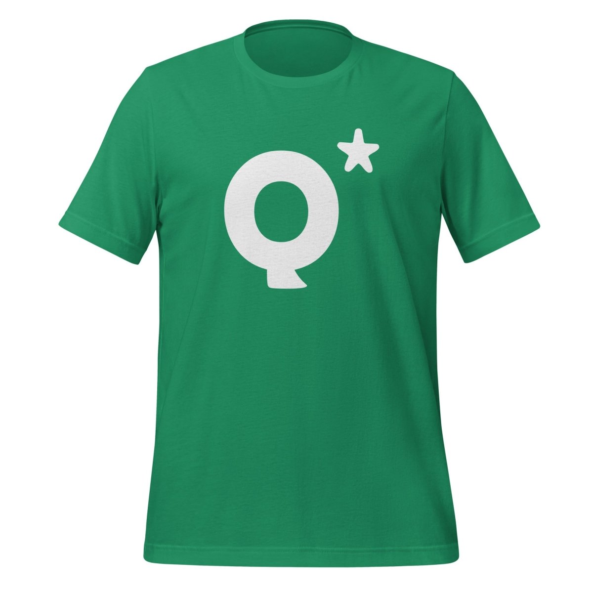 Product mockup photo of the Q* (Q Star) T Shirt 2 (unisex) Kelly / M.