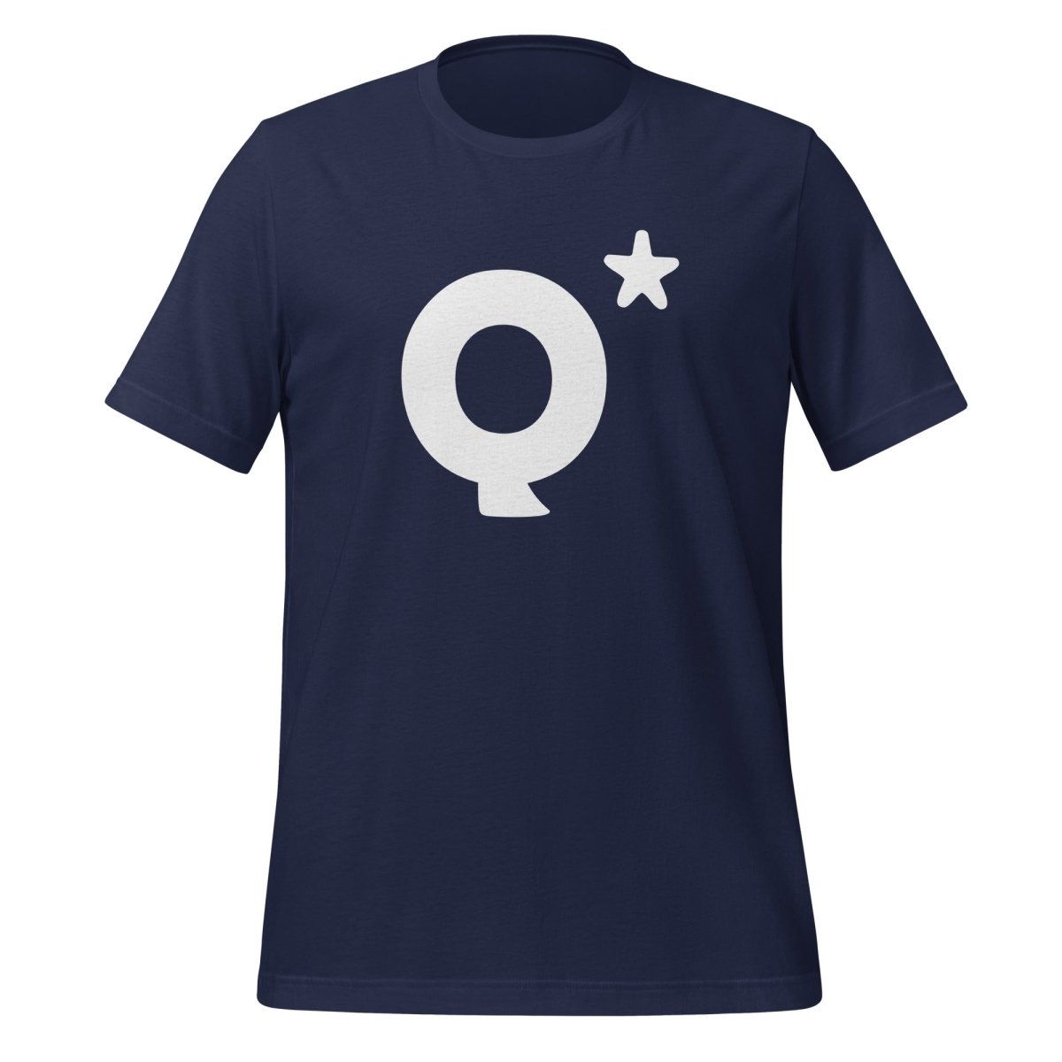 Product mockup photo of the Q* (Q Star) T Shirt 2 (unisex) Navy / M.