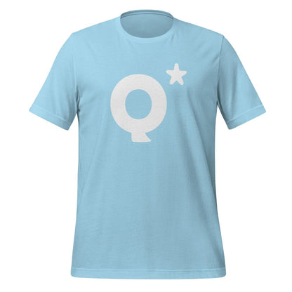 Product mockup photo of the Q* (Q Star) T Shirt 2 (unisex) Ocean Blue / M.