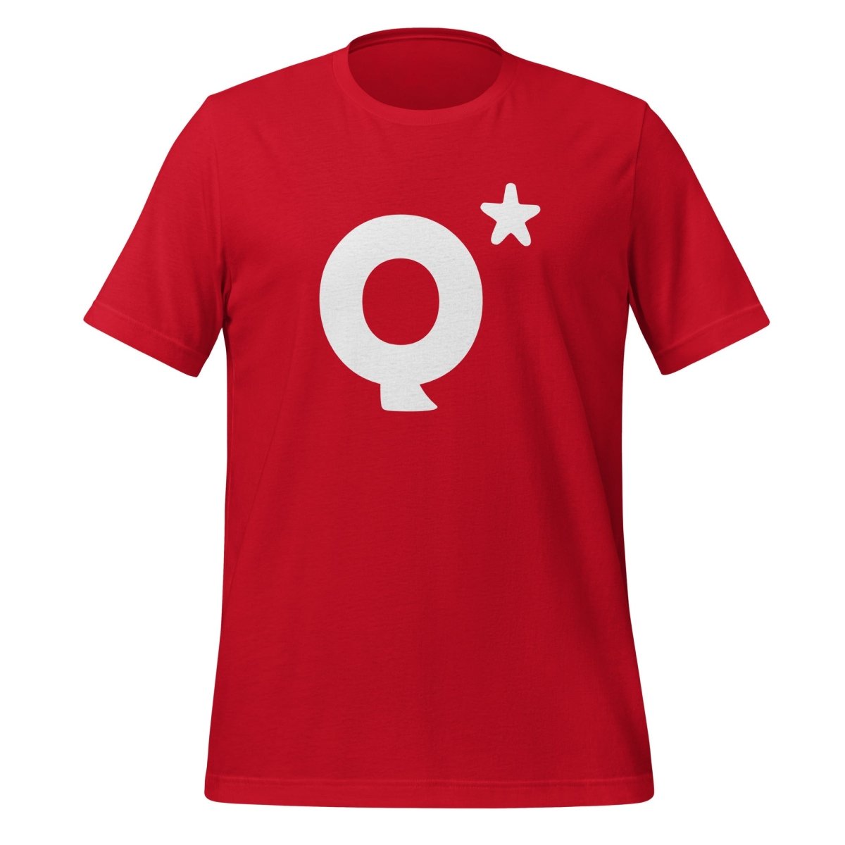 Product mockup photo of the Q* (Q Star) T Shirt 2 (unisex) Red / M.