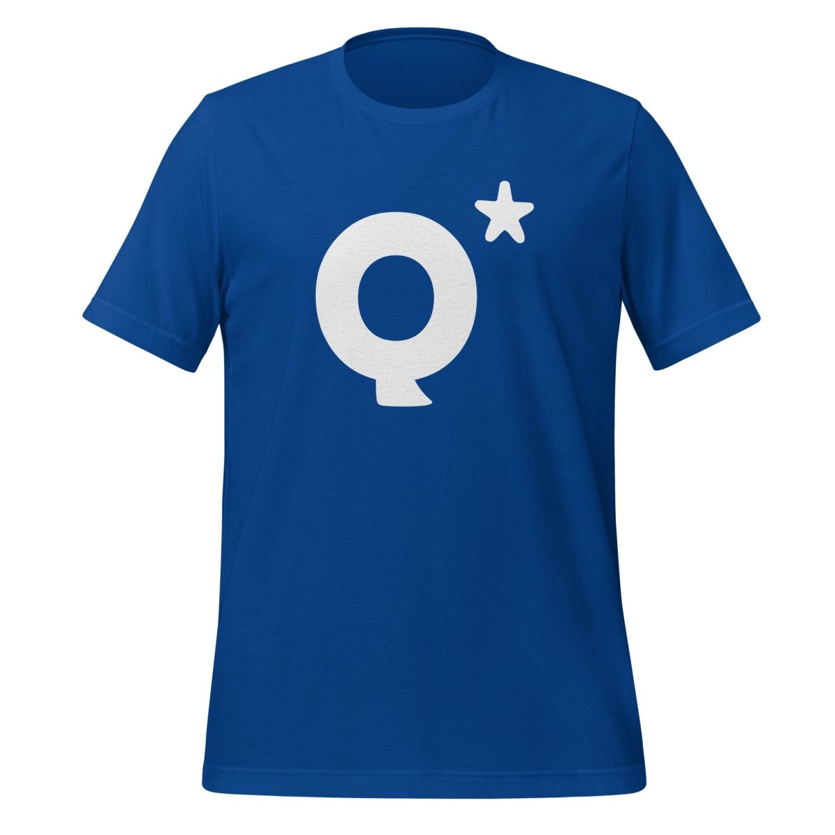 Product mockup photo of the Q* (Q Star) T Shirt 2 (unisex) True Royal / M.
