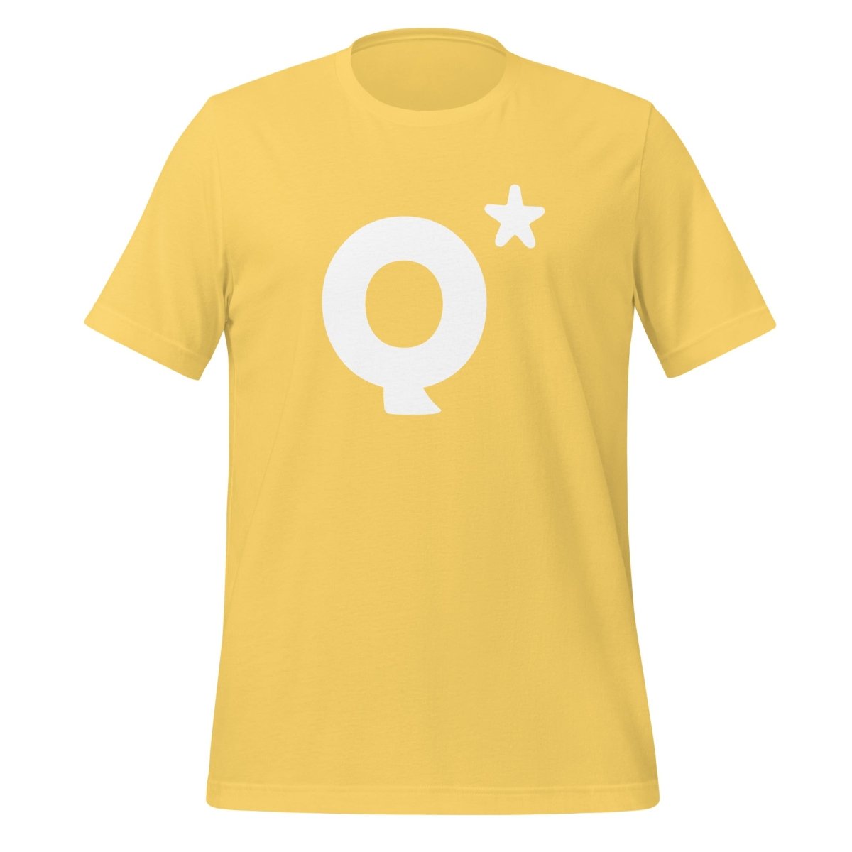 Product mockup photo of the Q* (Q Star) T Shirt 2 (unisex) Yellow / M.