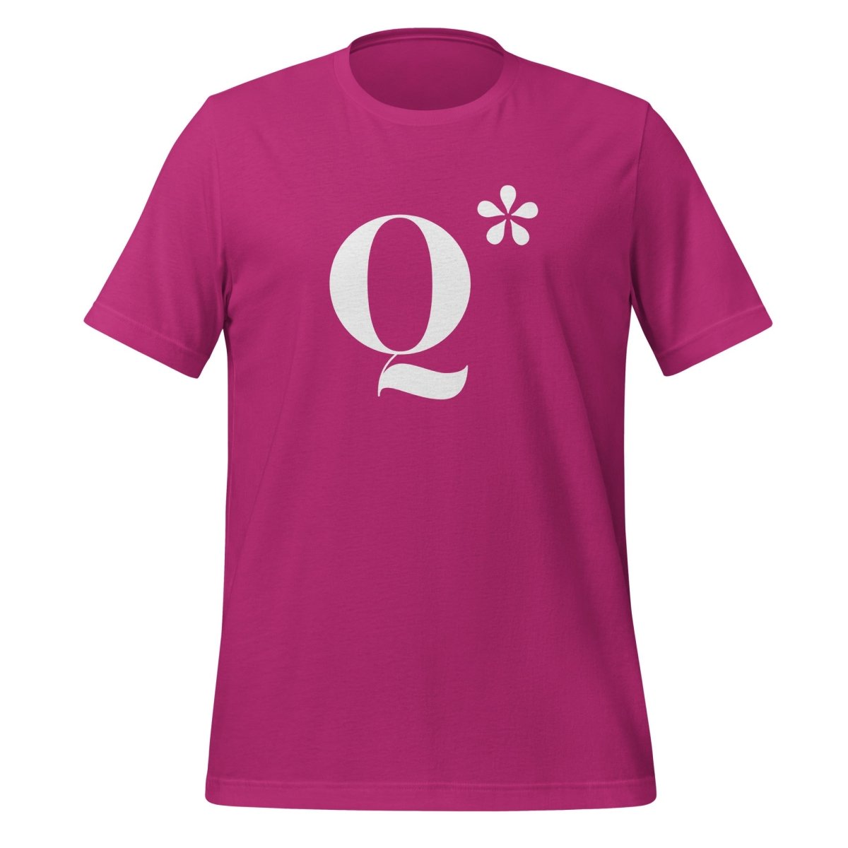 Product mockup photo of the Q* (Q Star) T Shirt 3 (unisex) Berry / M.