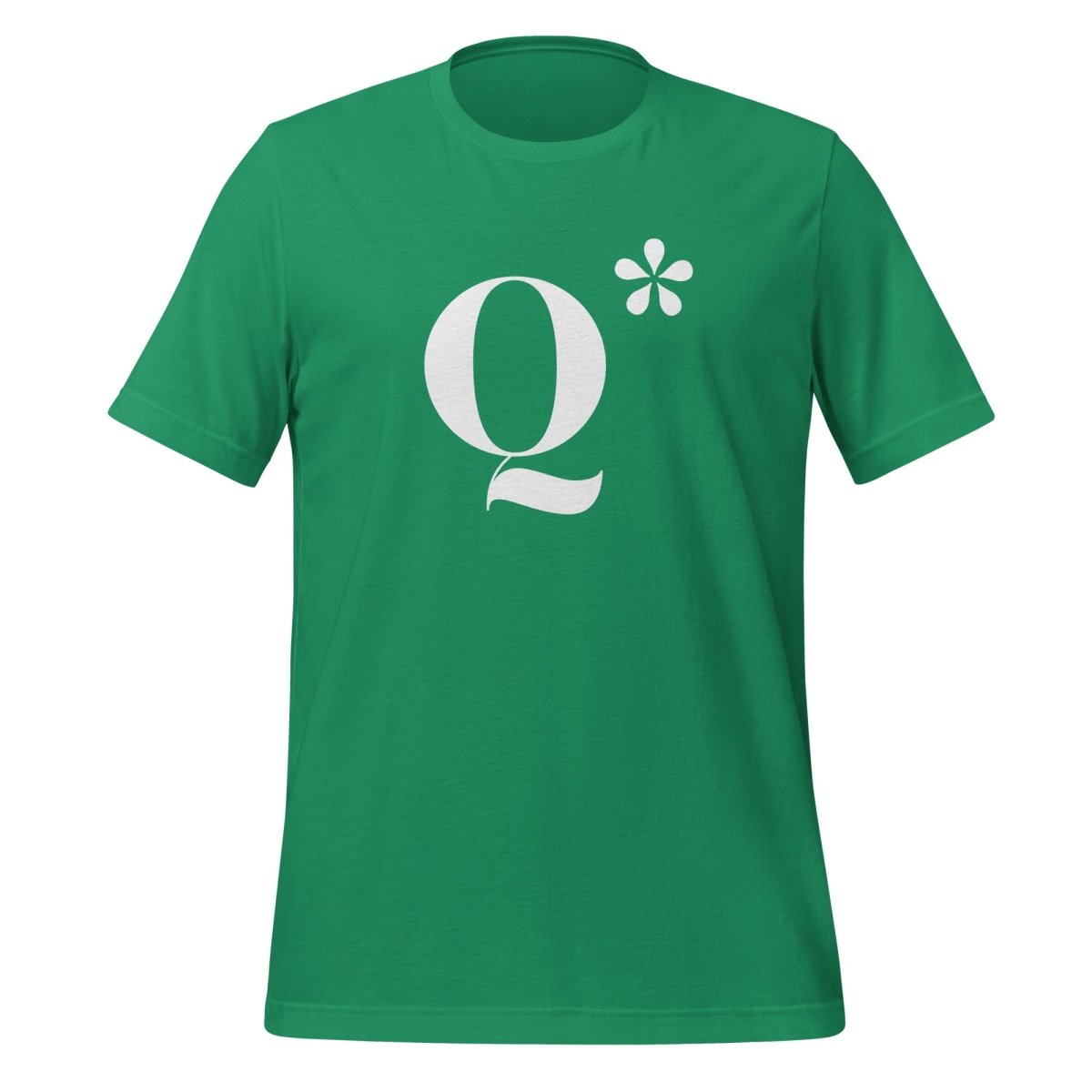 Product mockup photo of the Q* (Q Star) T Shirt 3 (unisex) Kelly / M.