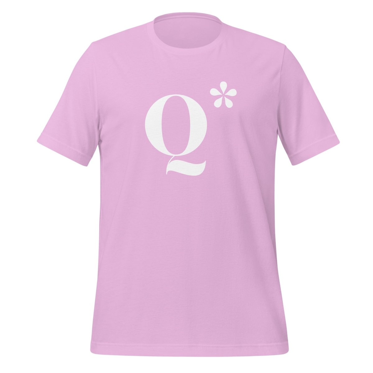 Product mockup photo of the Q* (Q Star) T Shirt 3 (unisex) Lilac / M.