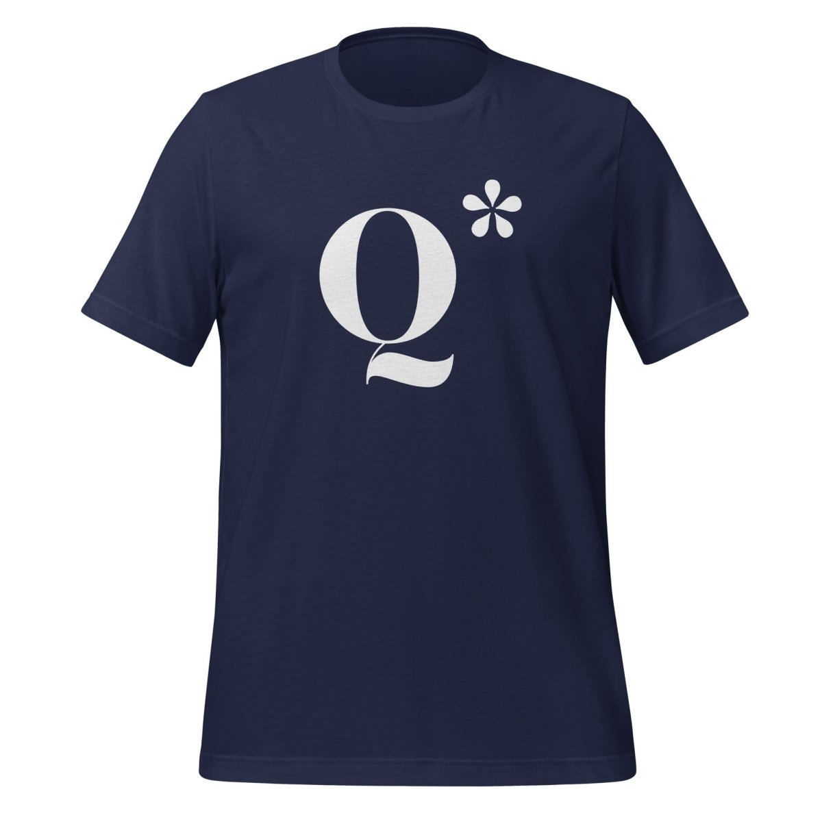 Product mockup photo of the Q* (Q Star) T Shirt 3 (unisex) Navy / M.