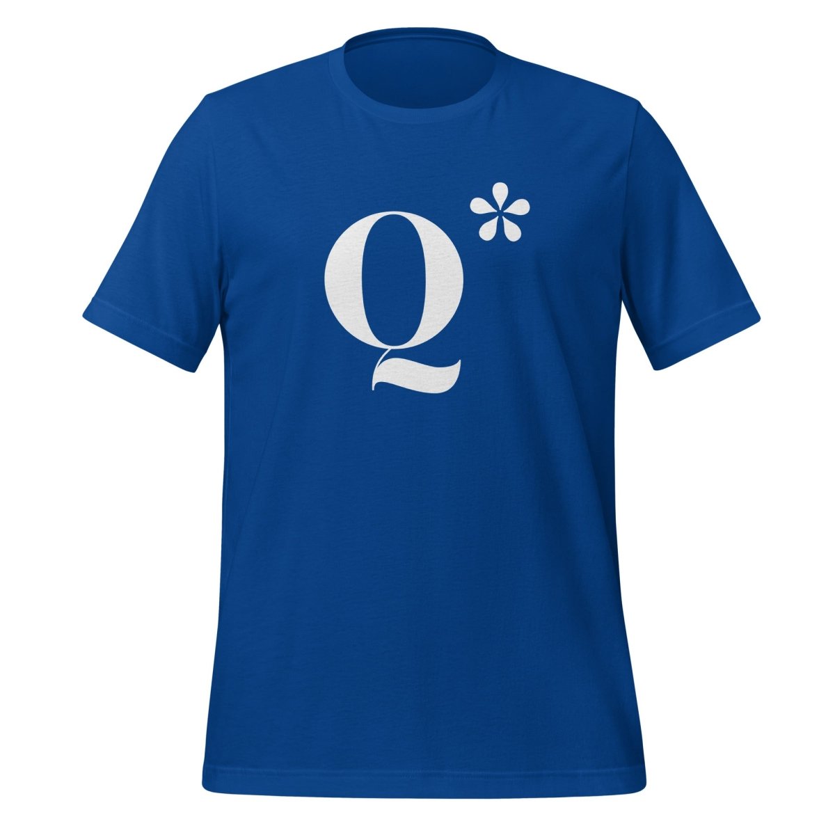 Product mockup photo of the Q* (Q Star) T Shirt 3 (unisex) True Royal / M.