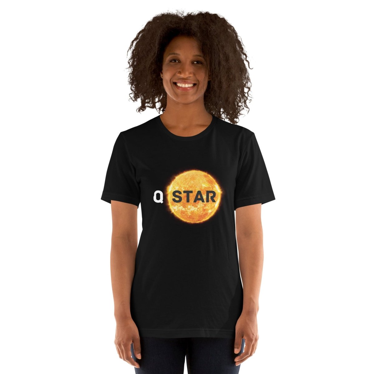 Product mockup photo of the Q* (Q Star) T Shirt 6 (unisex).
