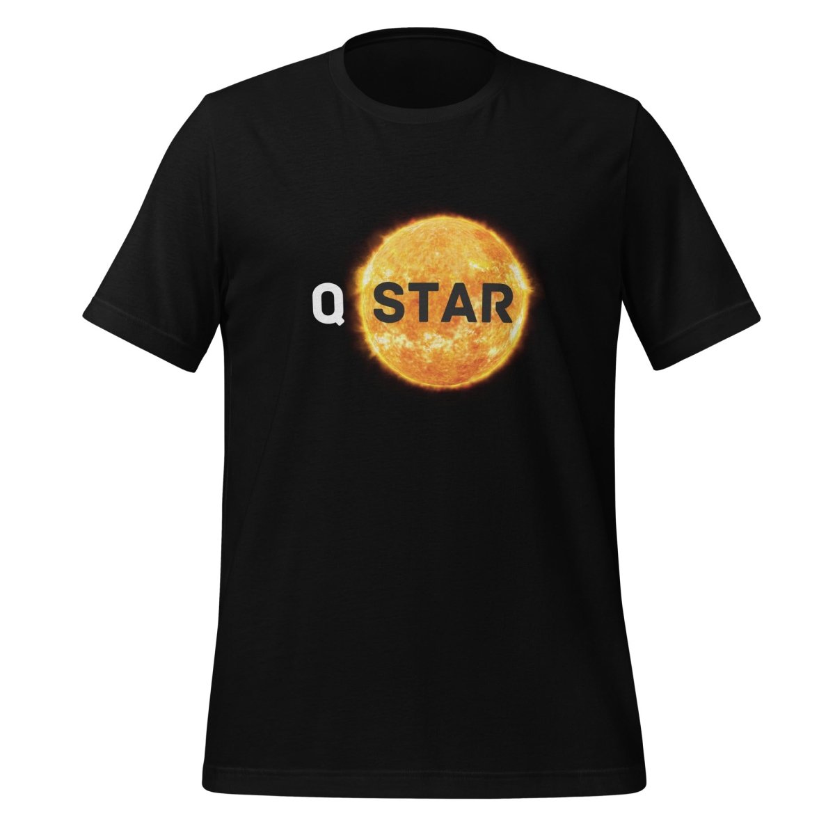 Product mockup photo of the Q* (Q Star) T Shirt 6 (unisex) Black / M.