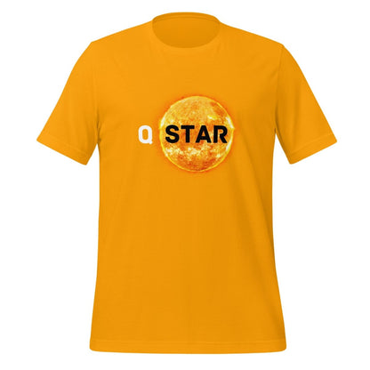 Product mockup photo of the Q* (Q Star) T Shirt 6 (unisex) Gold / M.