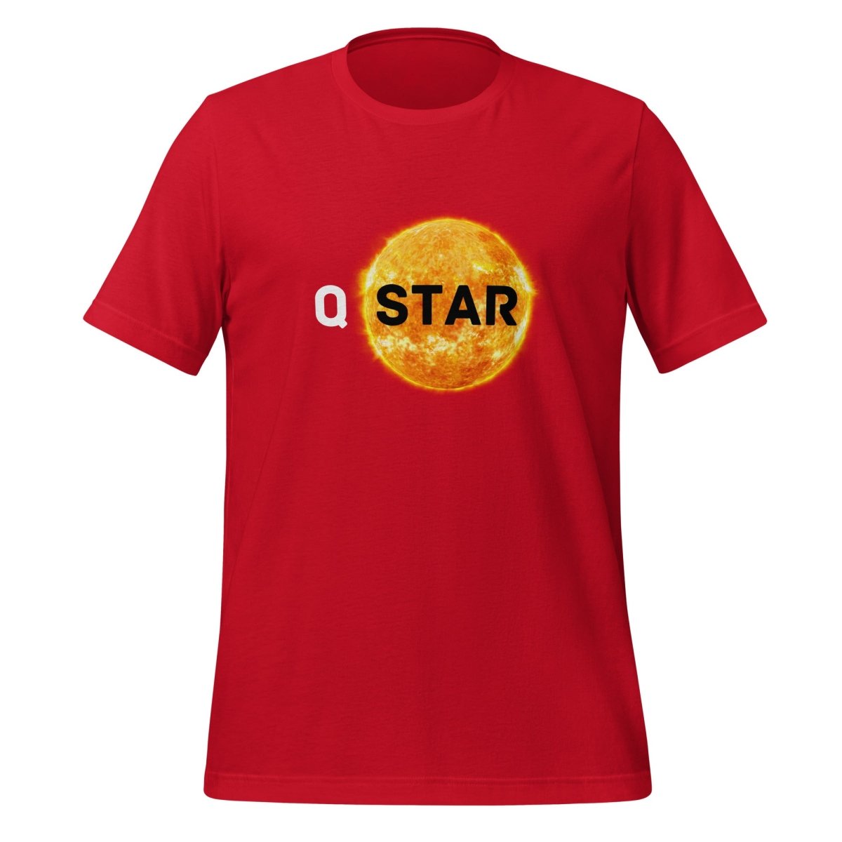 Product mockup photo of the Q* (Q Star) T Shirt 6 (unisex) Red / M.