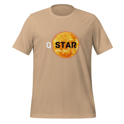 Product mockup photo of the Q* (Q Star) T Shirt 6 (unisex) Tan / M.