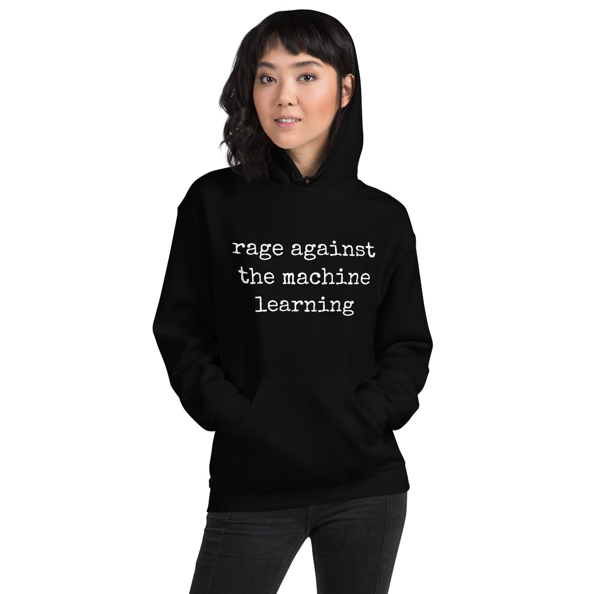Image of the rage against the machine learning Hoodie (unisex).