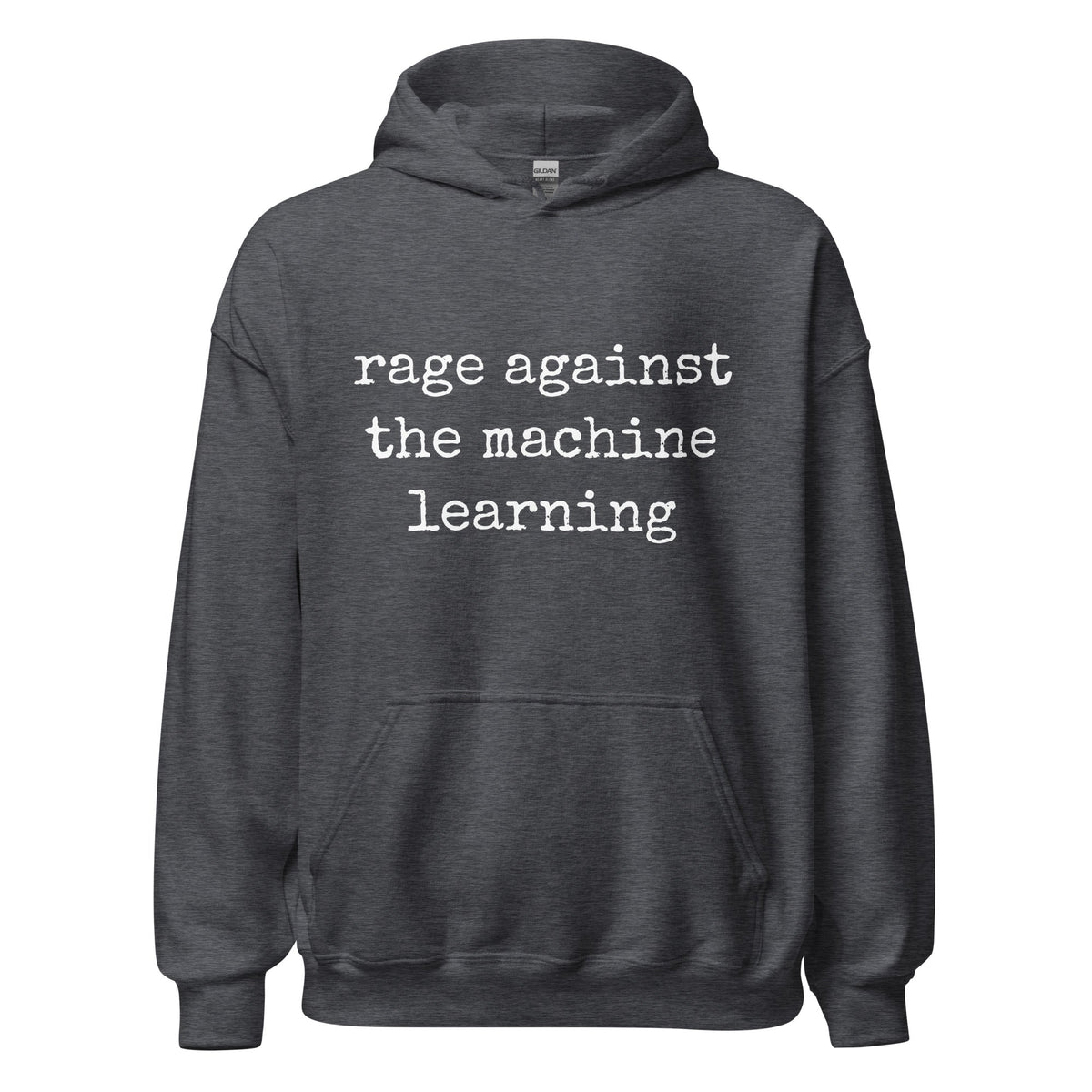 Image of the rage against the machine learning Hoodie (unisex) Dark Heather / M.