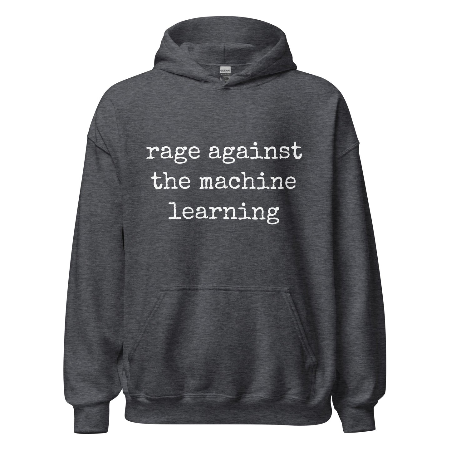 Image of the rage against the machine learning Hoodie (unisex) Dark Heather / M.