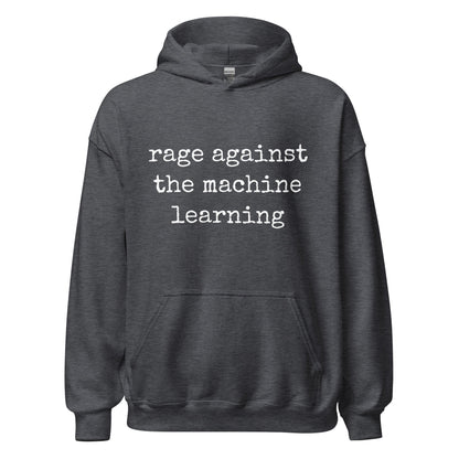 Image of the rage against the machine learning Hoodie (unisex) Dark Heather / M.