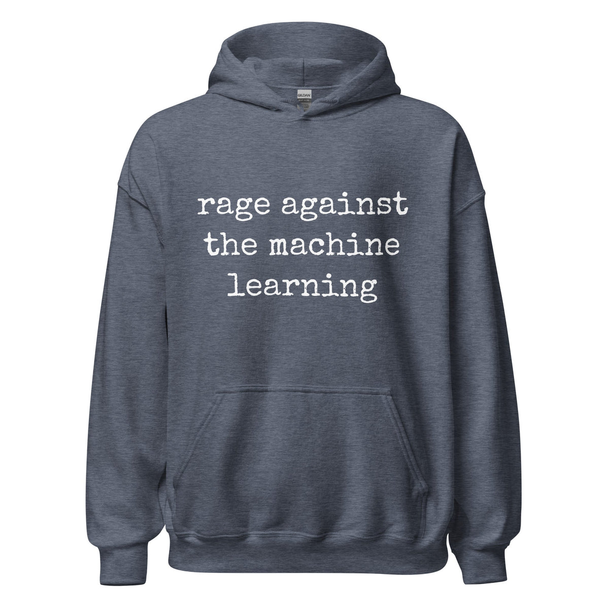 Image of the rage against the machine learning Hoodie (unisex) Heather Sport Dark Navy / M.