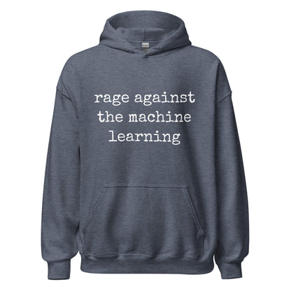 Image of the rage against the machine learning Hoodie (unisex) Heather Sport Dark Navy / M.