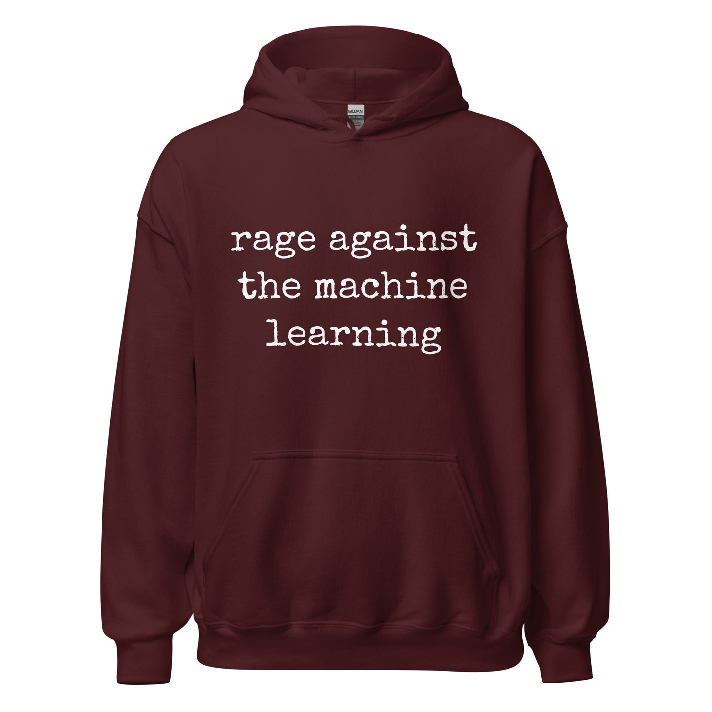 Image of the rage against the machine learning Hoodie (unisex) Maroon / M.