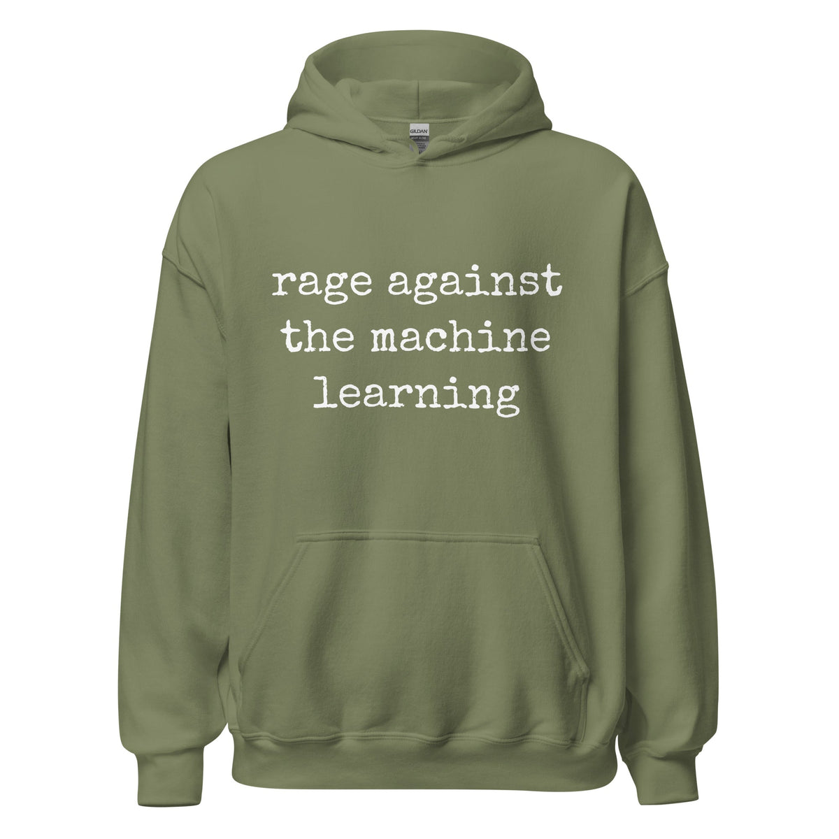 Image of the rage against the machine learning Hoodie (unisex) Military Green / M.