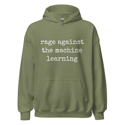 Image of the rage against the machine learning Hoodie (unisex) Military Green / M.