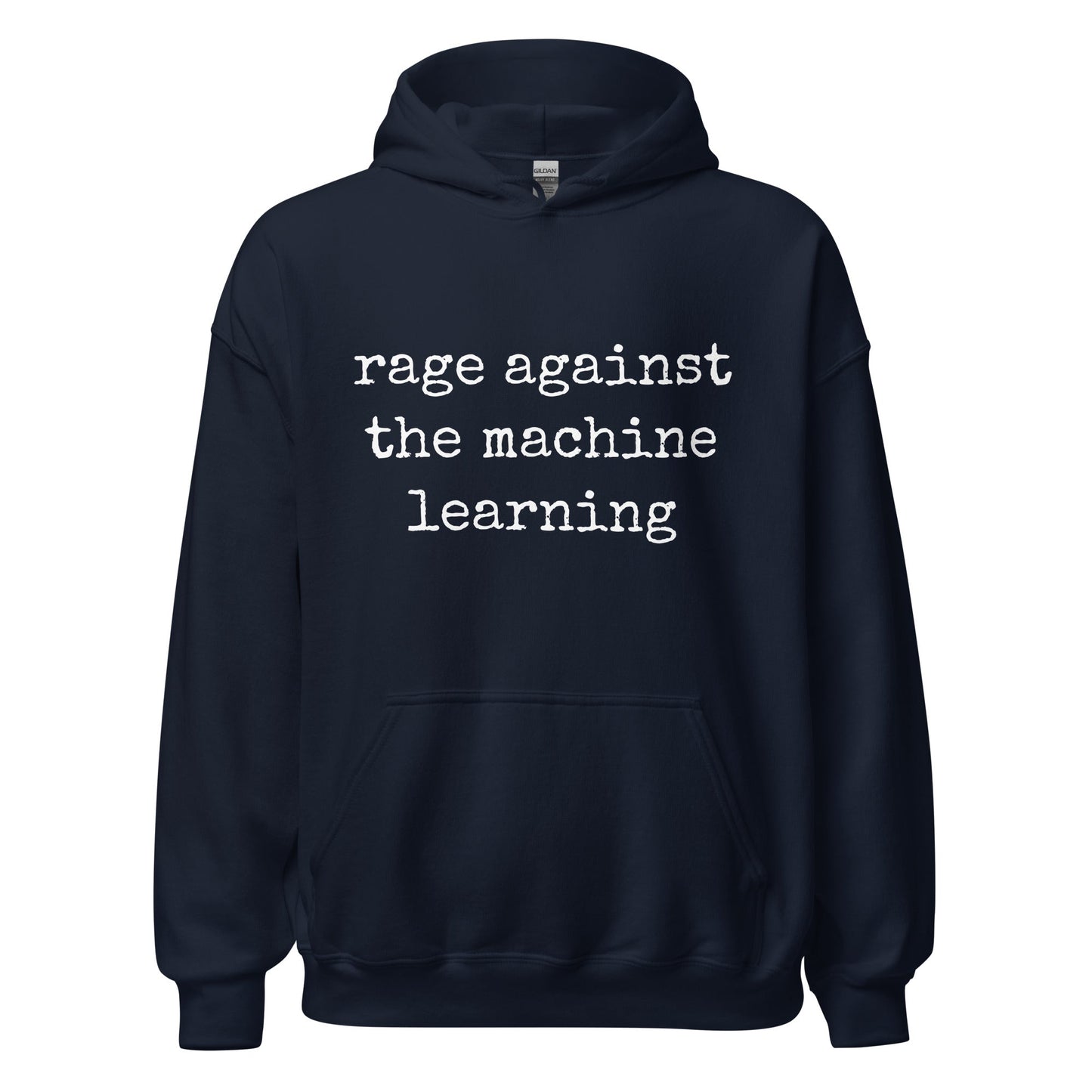 Image of the rage against the machine learning Hoodie (unisex) Navy / M.
