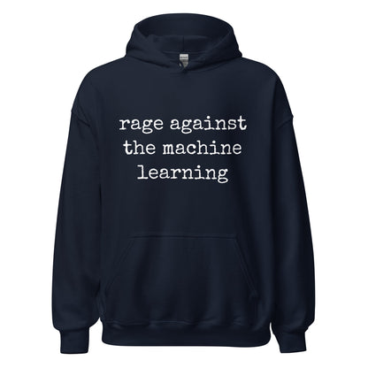 Image of the rage against the machine learning Hoodie (unisex) Navy / M.