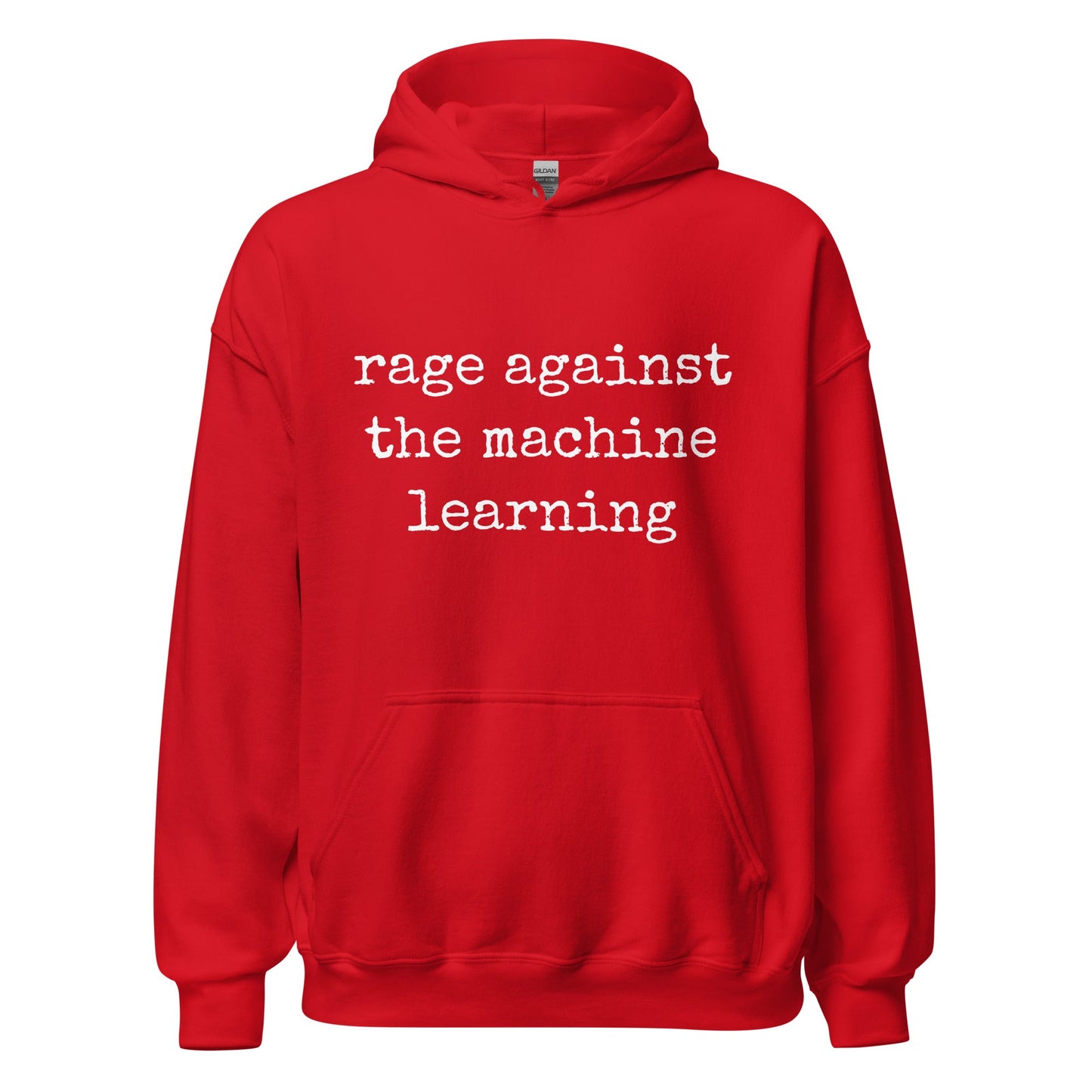Image of the rage against the machine learning Hoodie (unisex) Red / M.