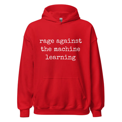 Image of the rage against the machine learning Hoodie (unisex) Red / M.