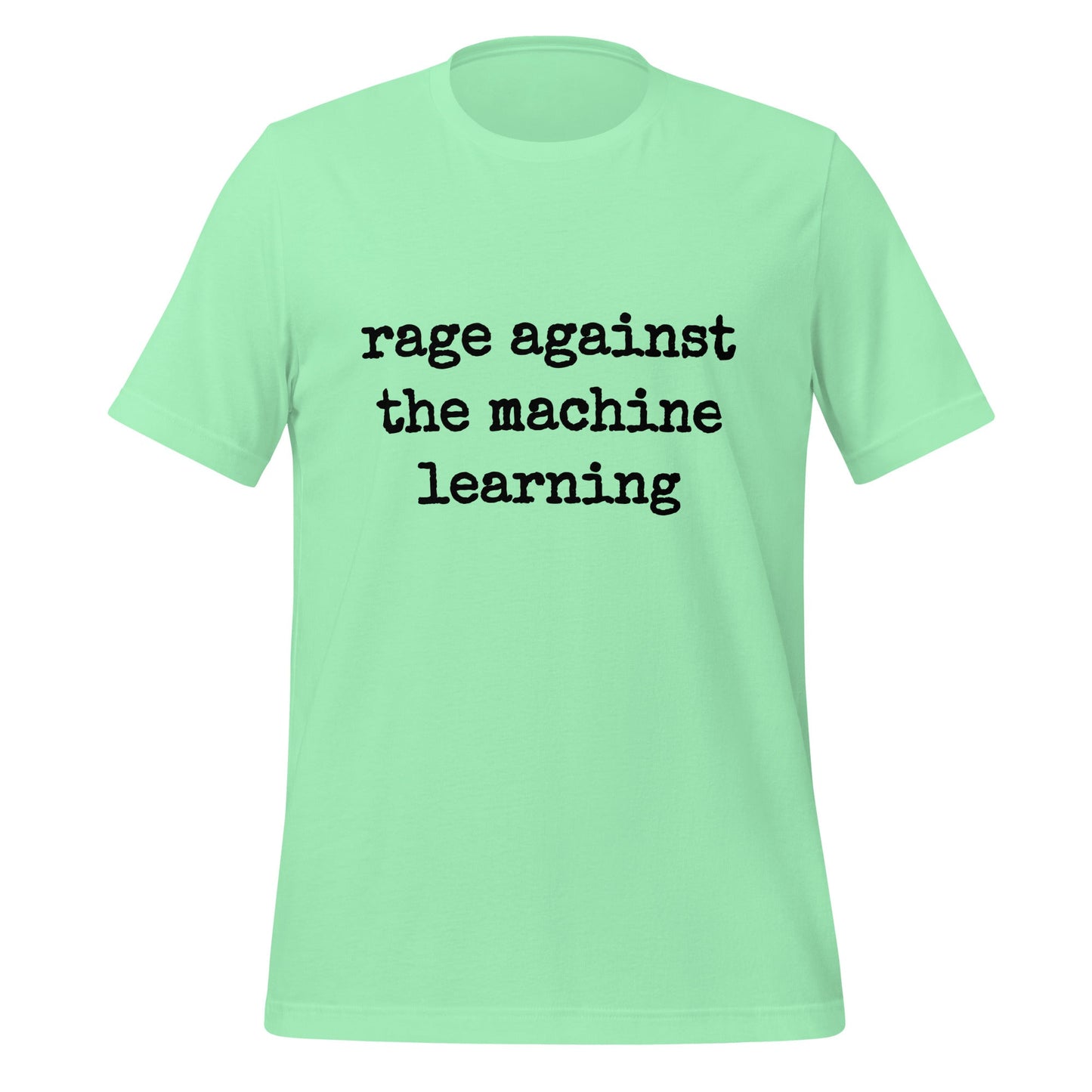 Mockup image of the rage against the machine learning T Shirt 2 (unisex) Mint / M.