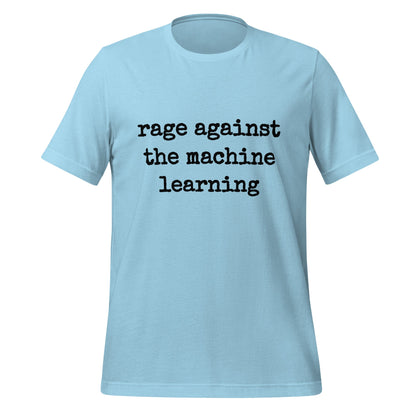 Mockup image of the rage against the machine learning T Shirt 2 (unisex) Ocean Blue / M.