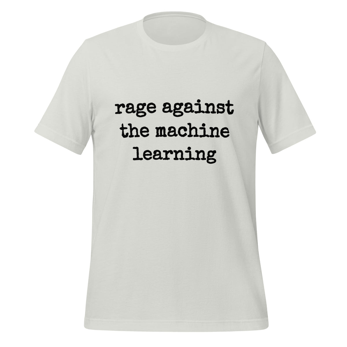 Mockup image of the rage against the machine learning T Shirt 2 (unisex) Silver / M.