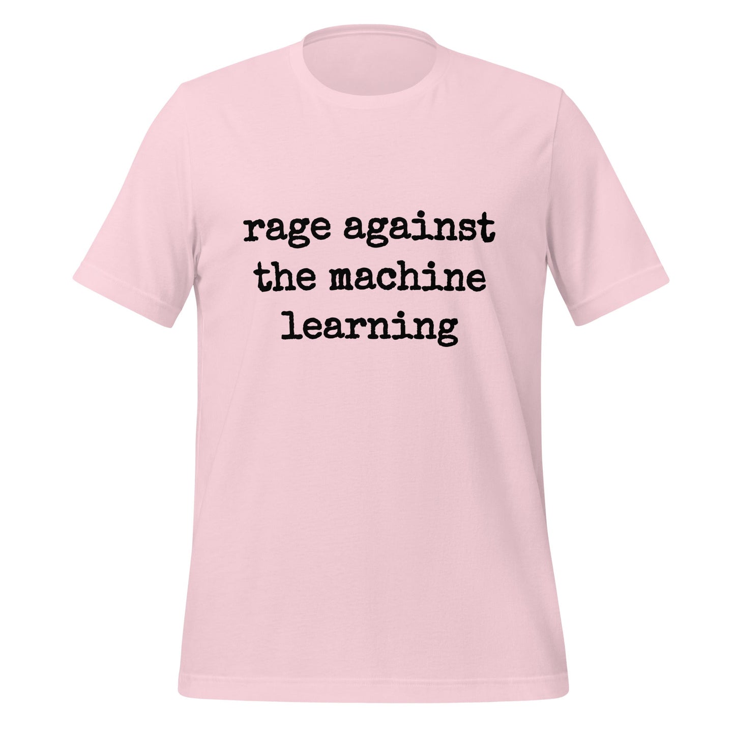Mockup image of the rage against the machine learning T Shirt 2 (unisex) Soft Pink / M.
