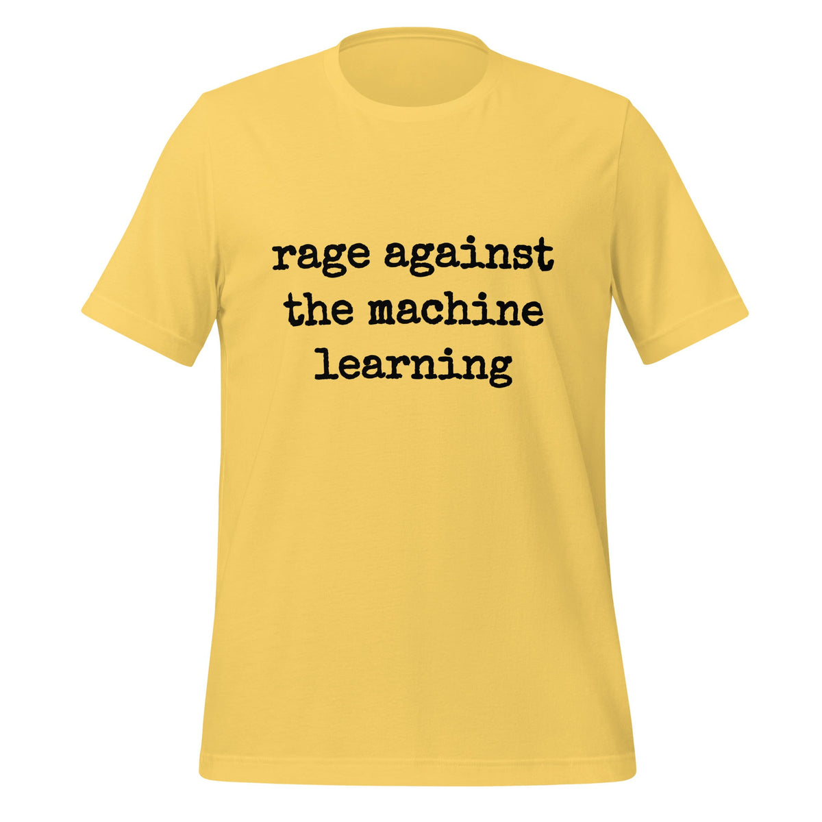 Mockup image of the rage against the machine learning T Shirt 2 (unisex) Yellow / M.