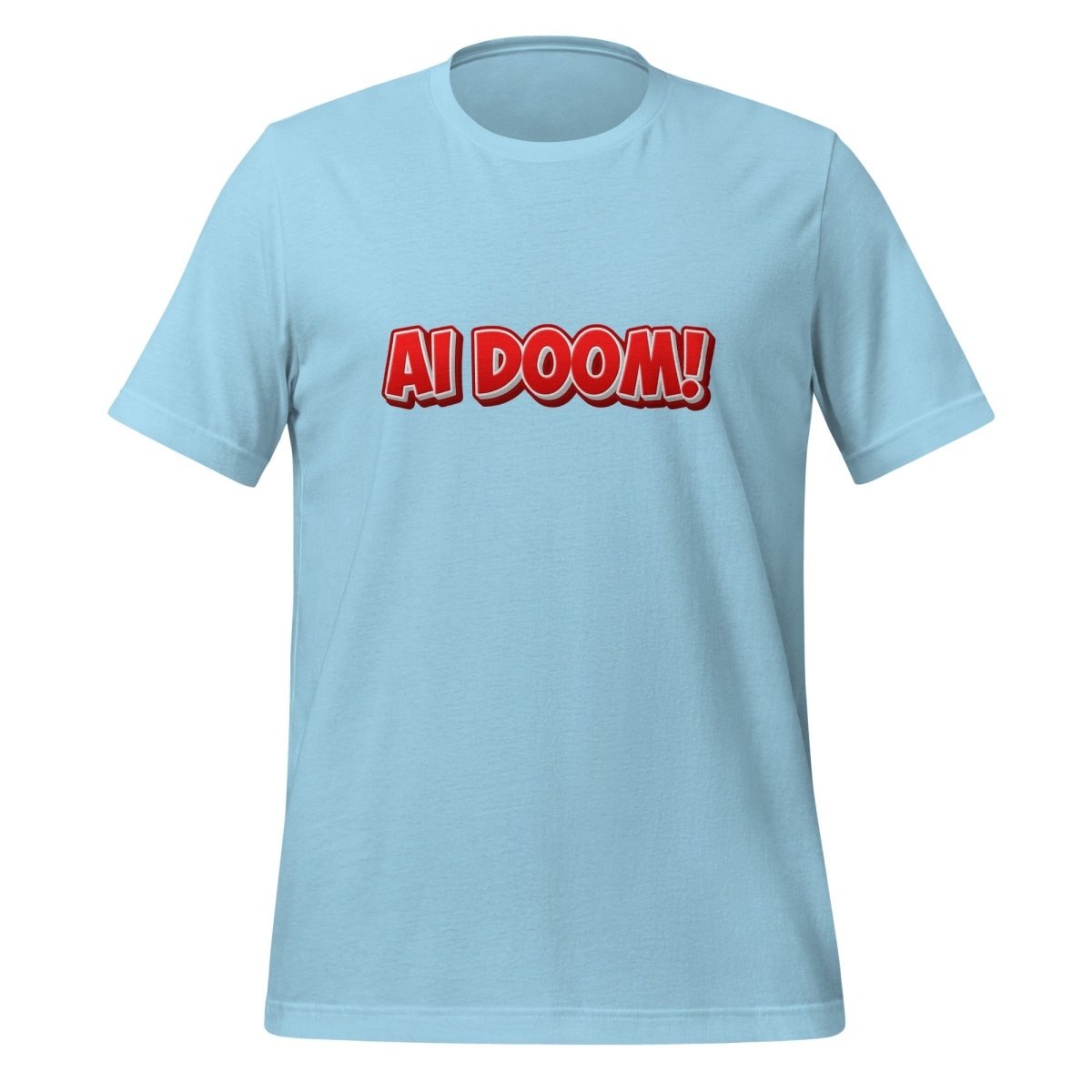 Image of the Red Comic AI DOOM! T-Shirt (unisex) Ocean Blue / M.