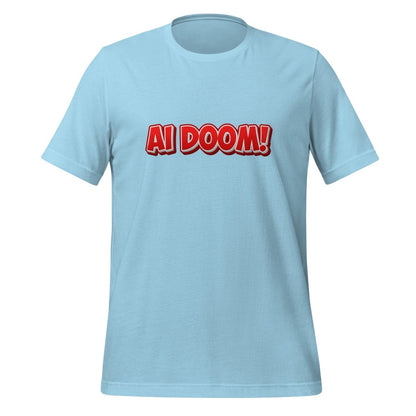 Image of the Red Comic AI DOOM! T-Shirt (unisex) Ocean Blue / M.