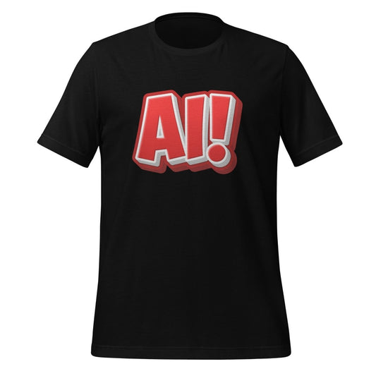 Product mockup photo of the Red Comic AI! T Shirt (unisex) Black / M.