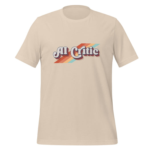 Product mockup photo of the Retro AI Critic T Shirt (unisex) Soft Cream / M.