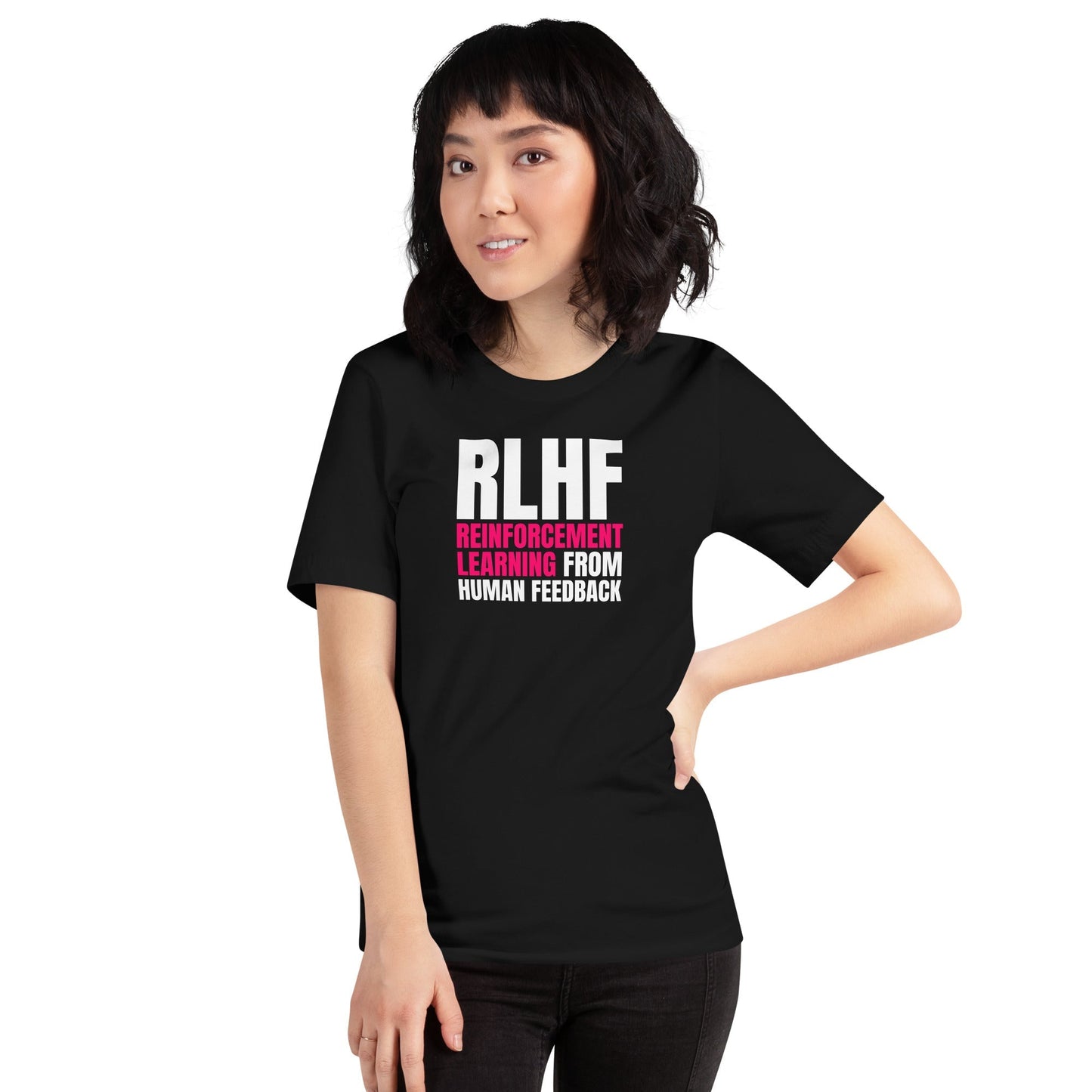 Product mockup photo of the RLHF T Shirt 2 (unisex).