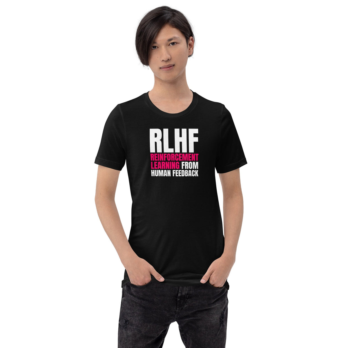 Product mockup photo of the RLHF T Shirt 2 (unisex).