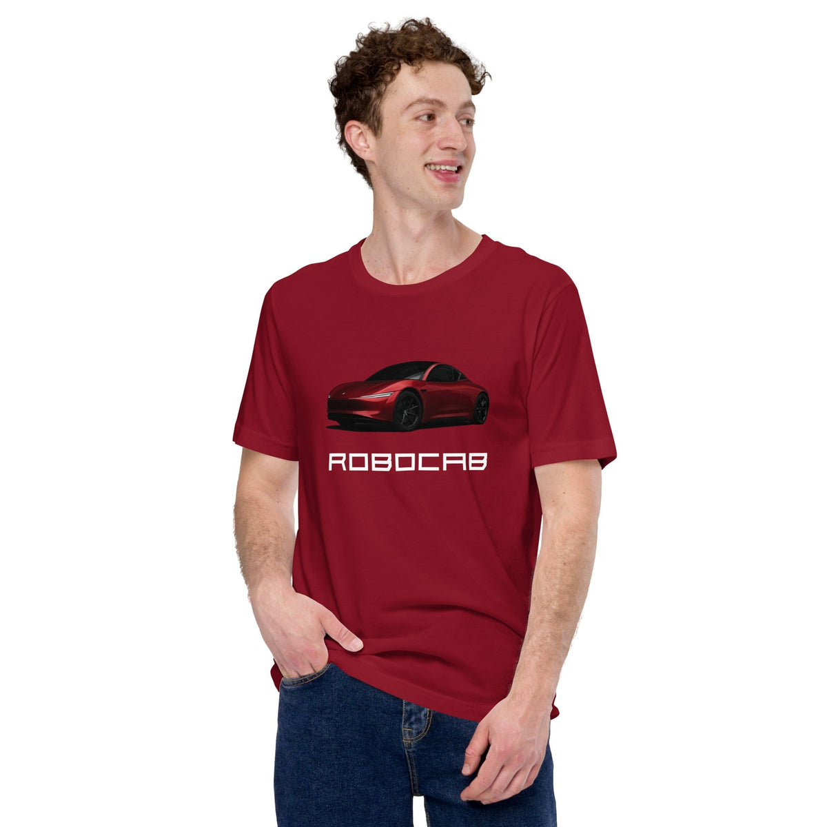 Product mockup photo of the Robocab T Shirt (unisex).