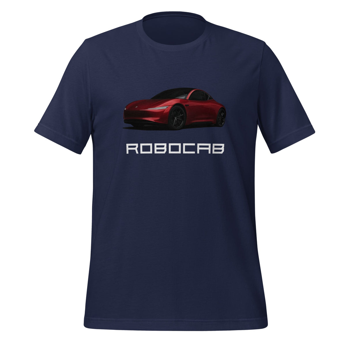Product mockup photo of the Robocab T Shirt (unisex) Navy / M.