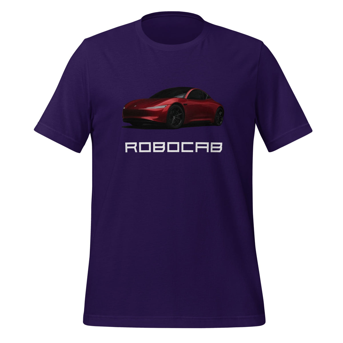 Product mockup photo of the Robocab T Shirt (unisex) Team Purple / M.