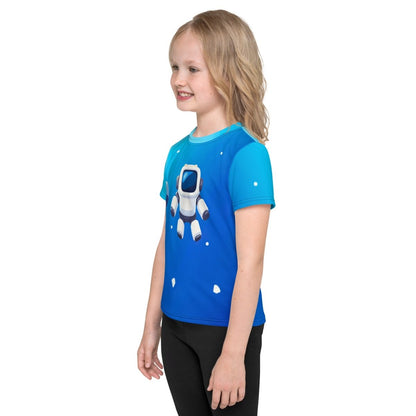 Product mockup photo of the Robot Floating in Space T Shirt (children).