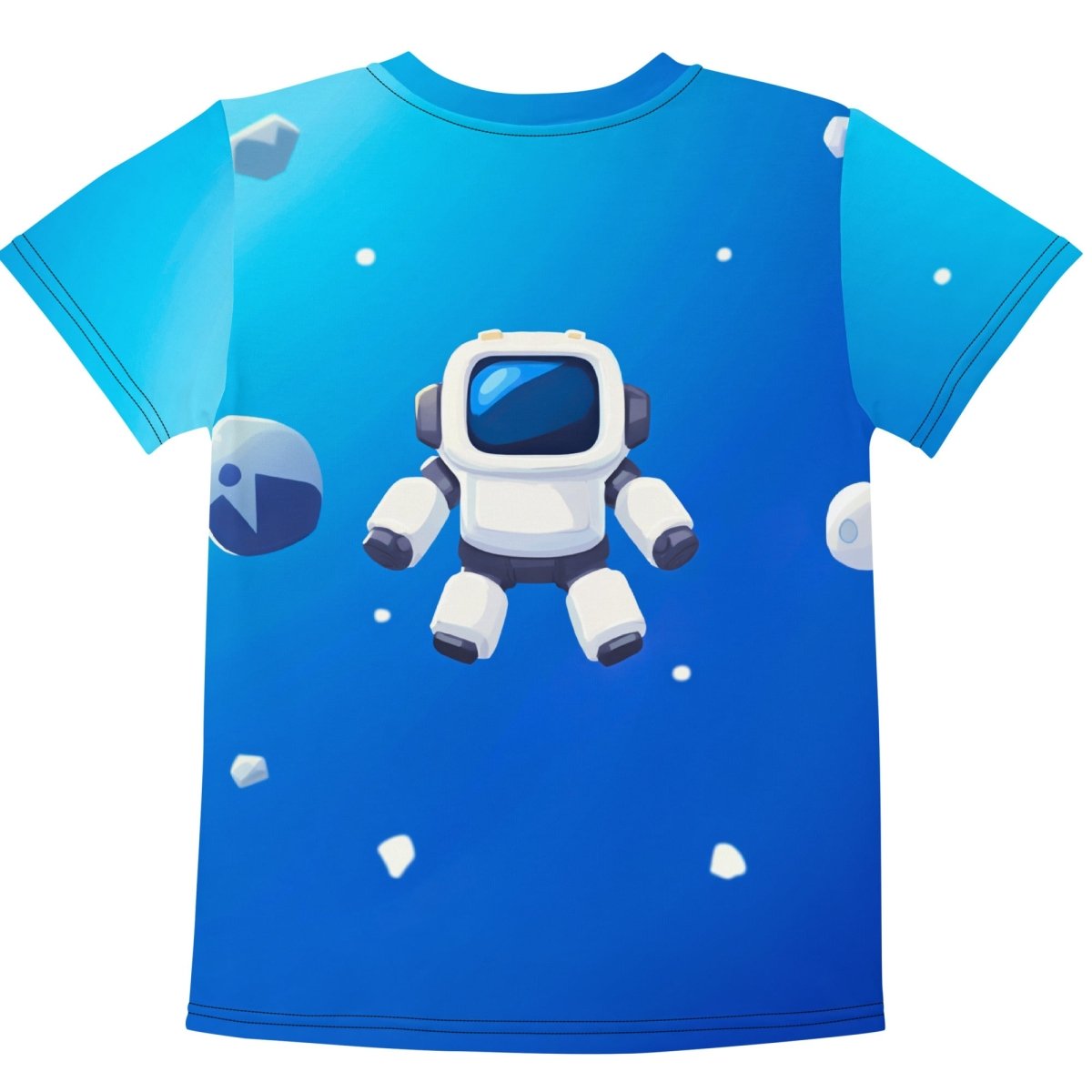 Product mockup photo of the Robot Floating in Space T Shirt (children).
