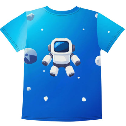 Product mockup photo of the Robot Floating in Space T Shirt (children).