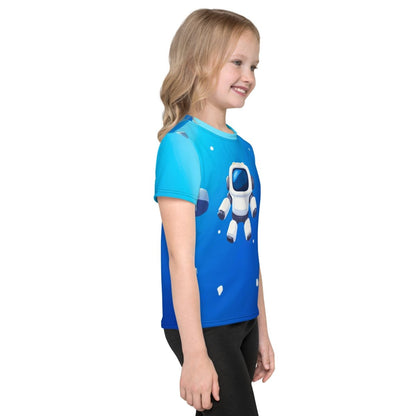 Product mockup photo of the Robot Floating in Space T Shirt (children).